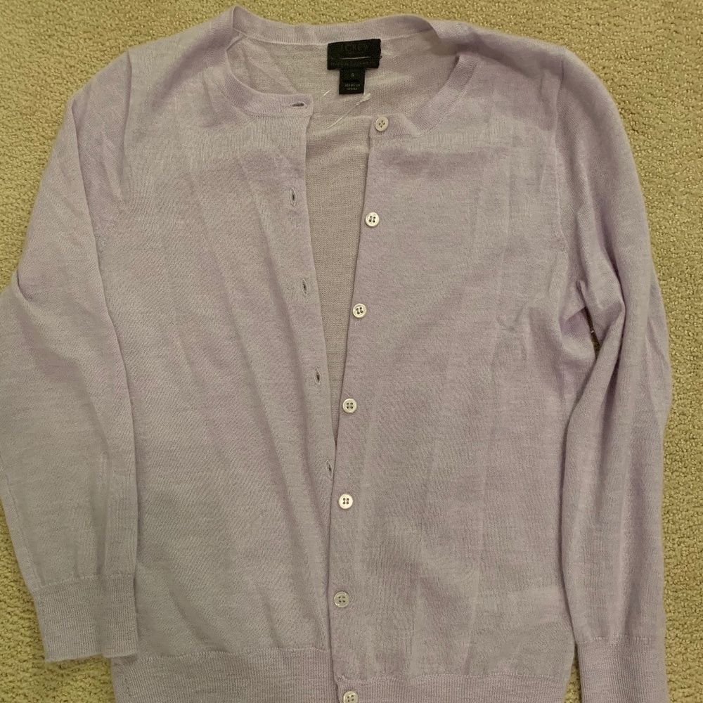 JCrew featherweight cashmere cardigan lilac sz S